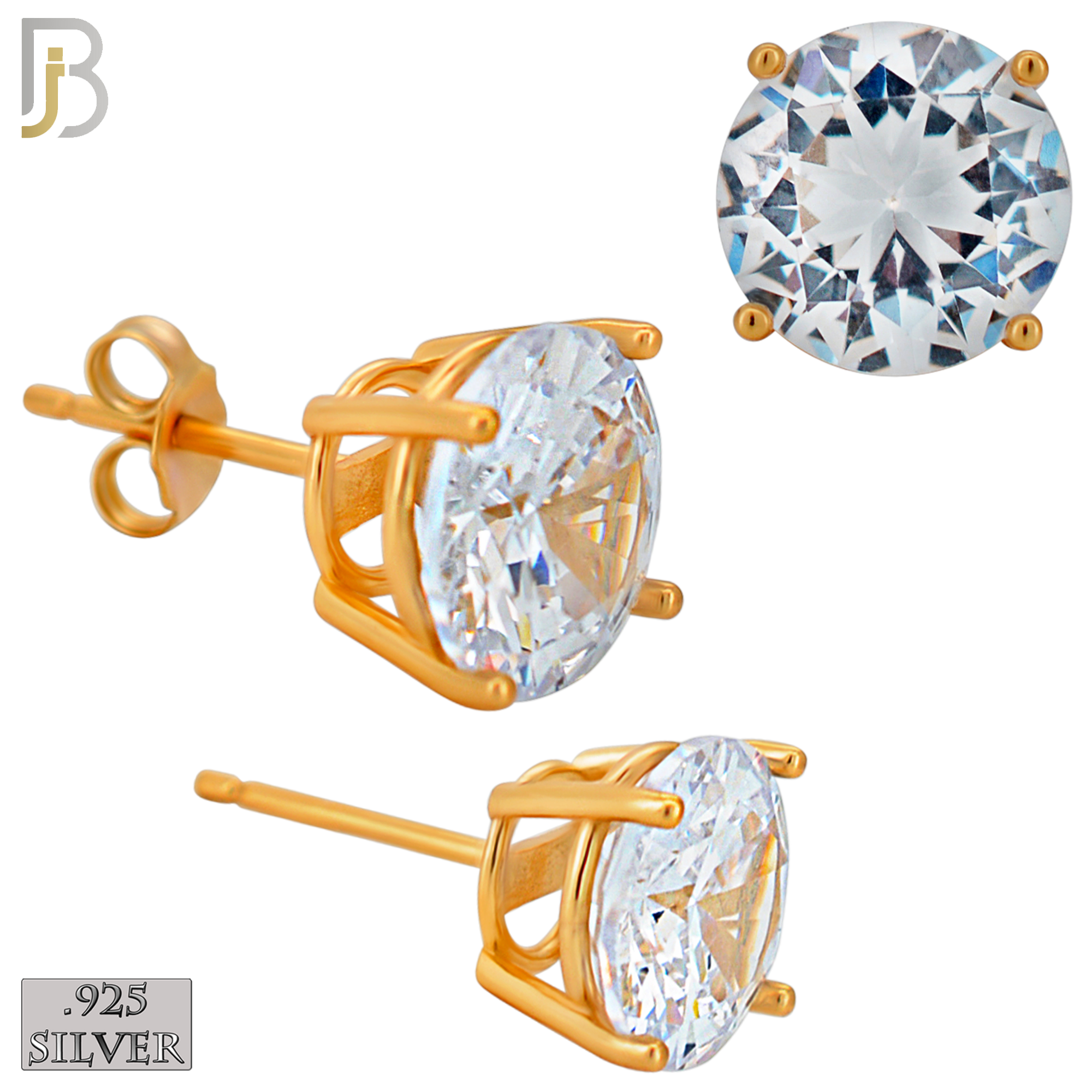 925-ES71-RC - .925 Sterling Silver Rose Gold Plated Earring Stud Casting Round Prong Setting Clear Zircon image 7