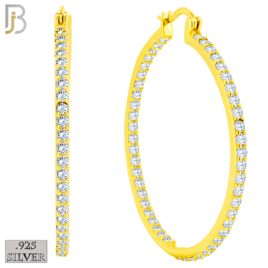 925-ES252 - .925 Sterling Silver Hinged Hoop Earrings with Zircon image 13