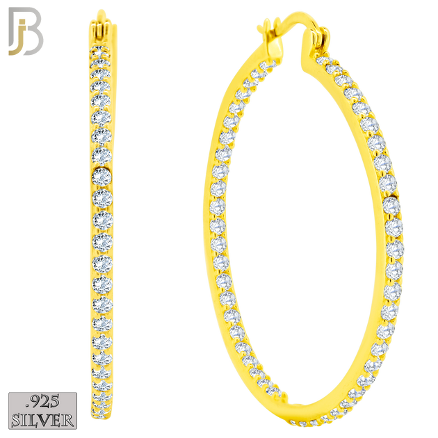 925-ES252 - .925 Sterling Silver Hinged Hoop Earrings with Zircon image 13