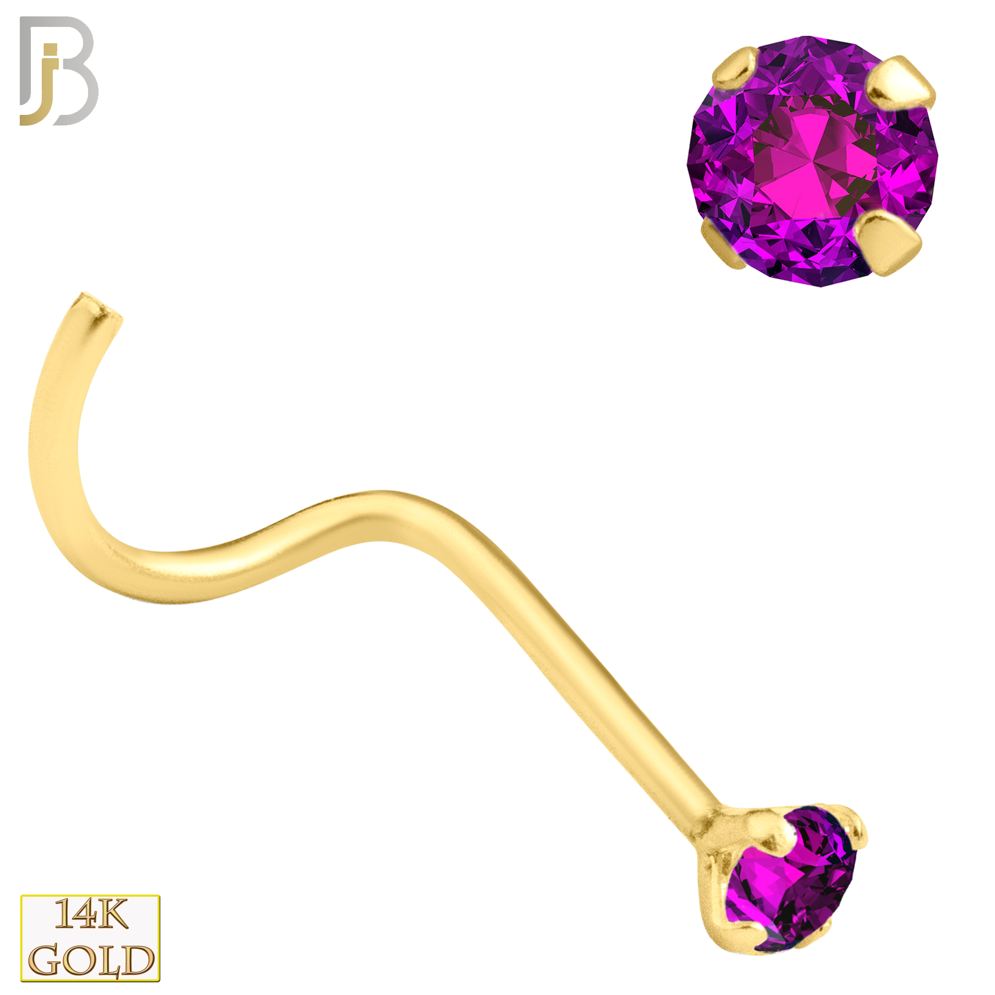 14-NR03YR-22 - 22g-14k Yellow Gold Nose Screw with Ruby in Prong Setting image 3