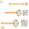 14-NR01CR-22 - 14k Solid  Rose Gold 22g Prong Setting  Round Cubic Zircona Nose Bone image 0