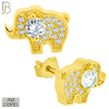 925-ES236 – .925 Sterling Silver Elephant with Zircon Design Earring Stud image 2