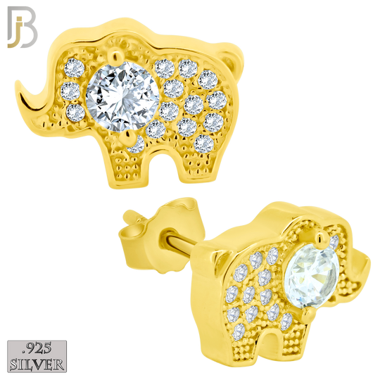 925-ES236 – .925 Sterling Silver Elephant with Zircon Design Earring Stud image 2