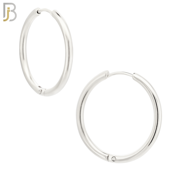 ES95S - 316L Stainless Steel 2mm Thickness Plain Hoops Design Huggies Clip On - 18mm image