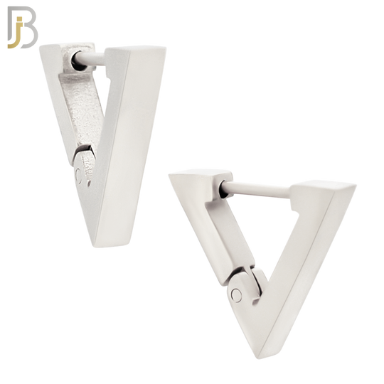 ES172 - 316L Stainless Steel Plain Huggies Triangle Shape Clip On image 1