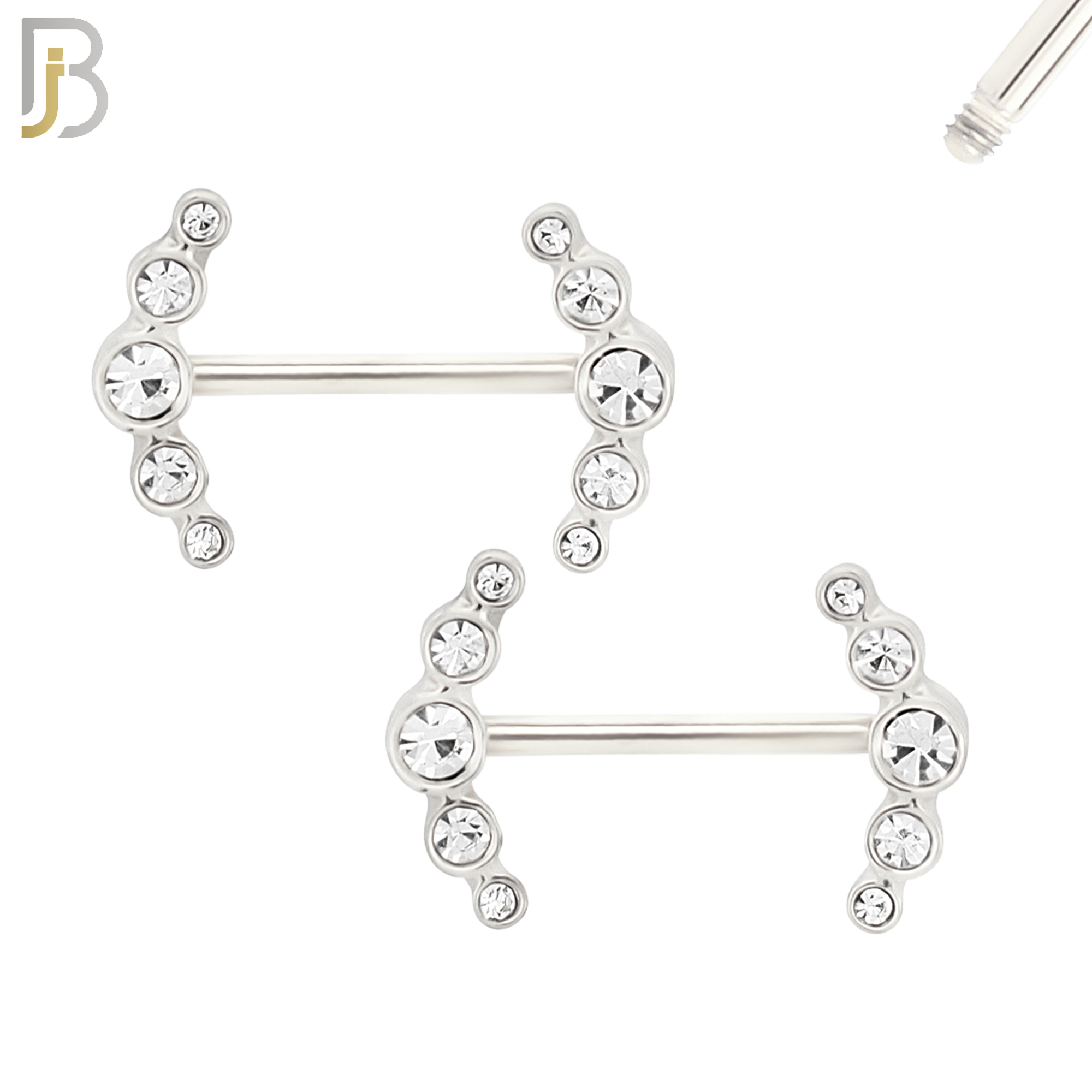 NP23 - 316L Surgical Steel Screw Double Sided Alloy Anchor with Zircon Pair image 1