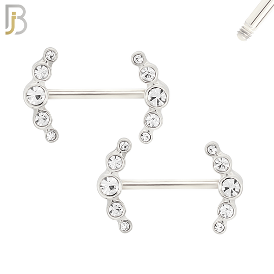 NP23 - 316L Surgical Steel Screw Double Sided Alloy Anchor with Zircon Pair image 1