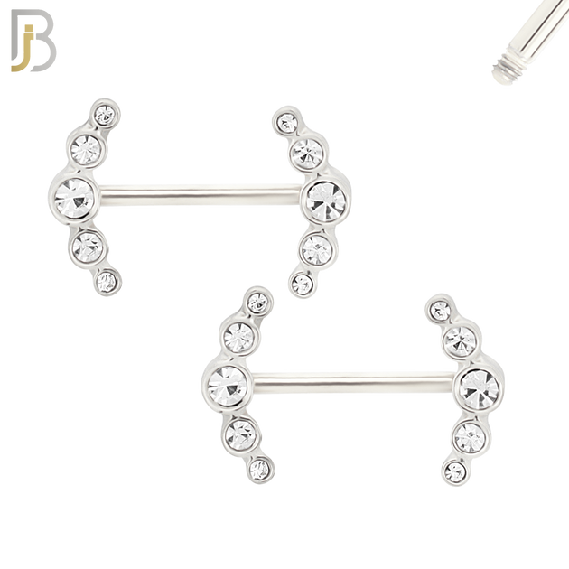 NP23 - 316L Surgical Steel Screw Double Sided Alloy Anchor with Zircon Pair image 1