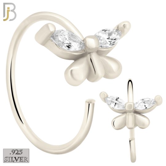 925-CT101-  925 Sterling Silver Butterfly Design with Zircon Nose Hoops (Pack of 6) image 0