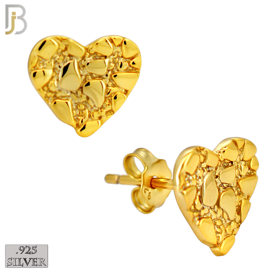 925-ES515 - 925 Sterling Silver Heart Nugget Push Back Earrings image 3