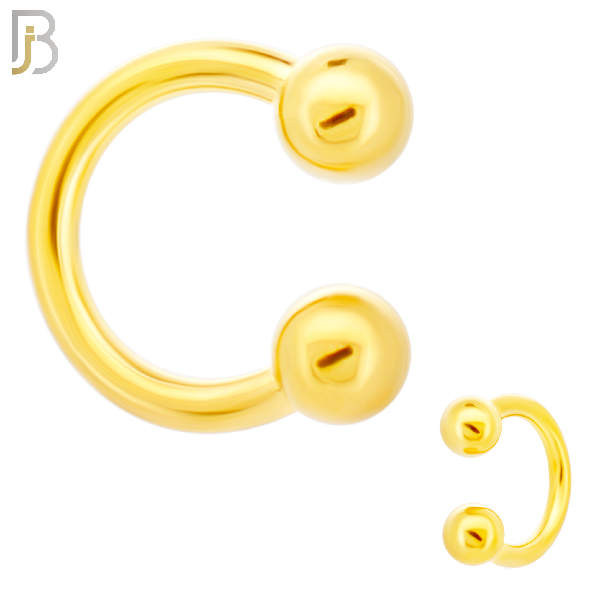 HS01G - 316L Surgical Steel Gold Plated Horseshoe Plain  Screw Ball External Threaded (PACK OF 6) image
