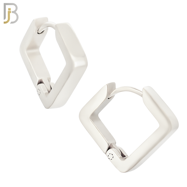 ES298 - 316L Stainless Steel Plain Huggies Inverted Square Shape Clip On image 1
