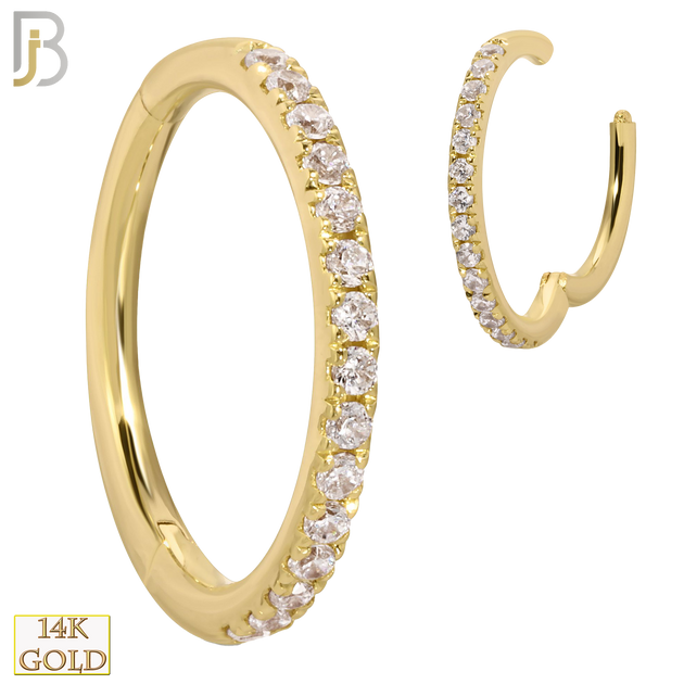 14-CT69C - 14K Solid Gold Hinged Hoops with Zircon image 0