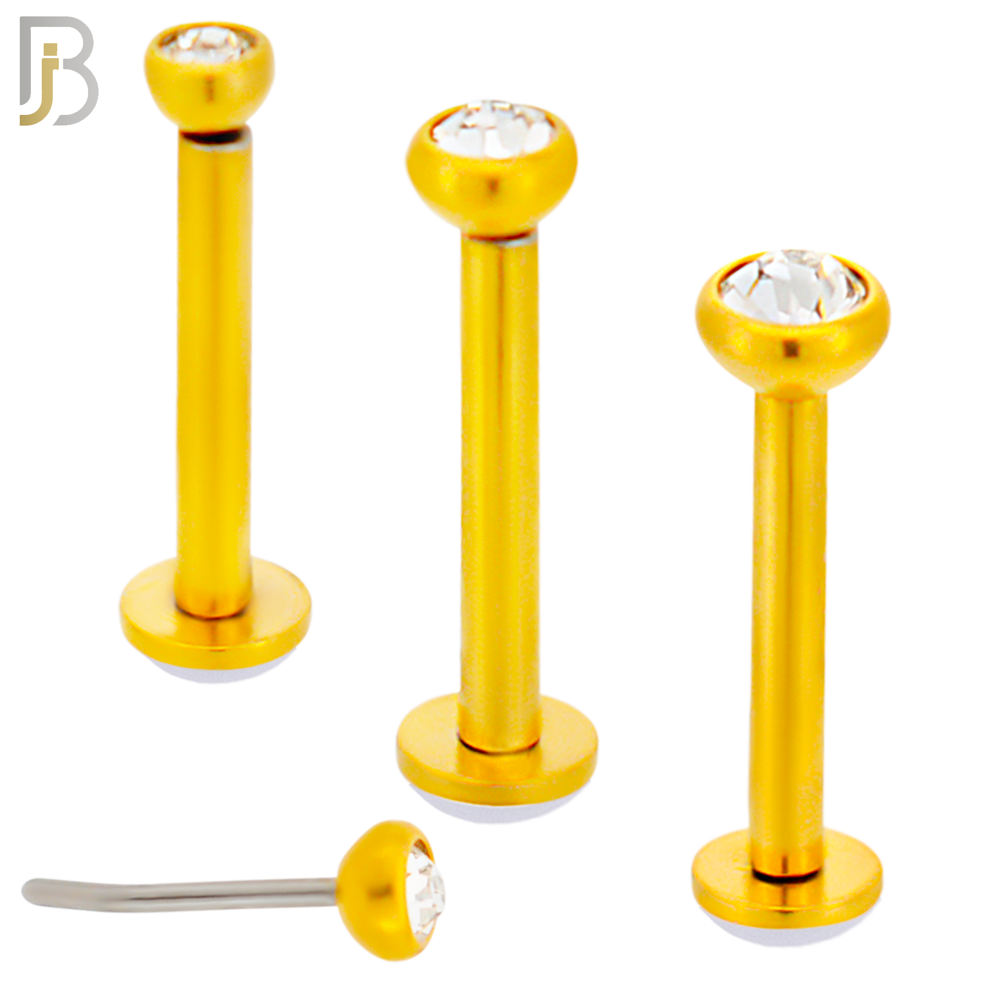 LB16G16 - 16g Thicknesss 316L Surgical Steel Assorted Plated Press Fit Bezel Setting Push In  Zircon (PACK OF 6) image 0