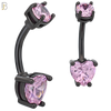 NB06K - 316L Stainless Steel Black Plated Heart Prong Setting Zircon  Banana Belly Navel Ring  (PACK OF 6) image 2