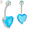 NB73 - 316L Stainless Steel Banana Belly Ring with Prong Set 10mm Heart Shaped Cubic Zirconia image 2