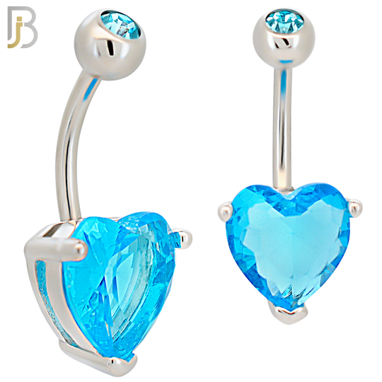 NB73 - 316L Stainless Steel Banana Belly Ring with Prong Set 10mm Heart Shaped Cubic Zirconia image 2