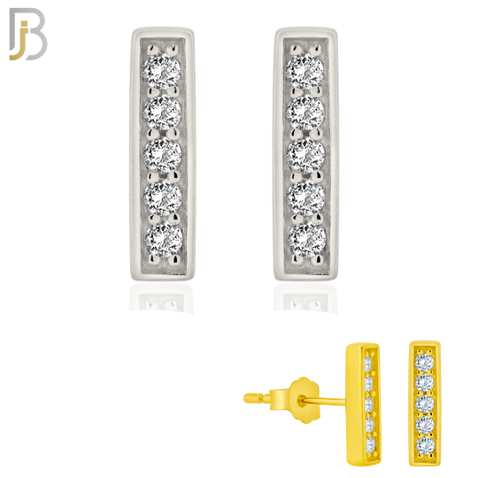 925-ES376 - .925 Sterling Silver CZ Studded Bar Stud Earrings image 0