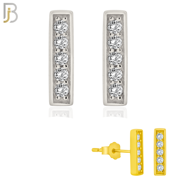 925-ES376 - .925 Sterling Silver CZ Studded Bar Stud Earrings image 0