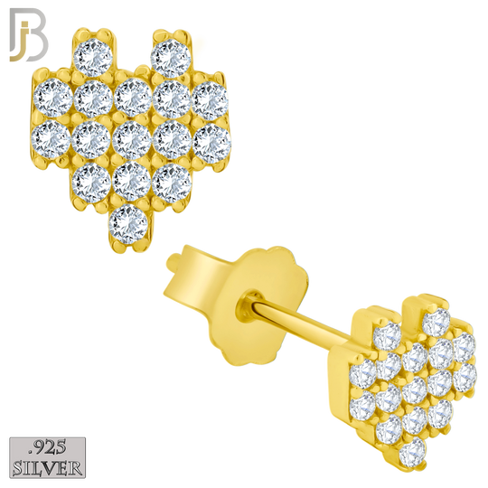 925-ES228 – 925 Sterling Silver Pixelated Heart Design Earring Stud with Multi Zircon image 2