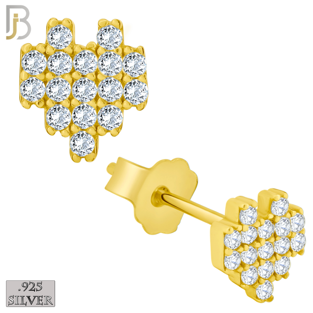 925-ES228 – 925 Sterling Silver Pixelated Heart Design Earring Stud with Multi Zircon image 2