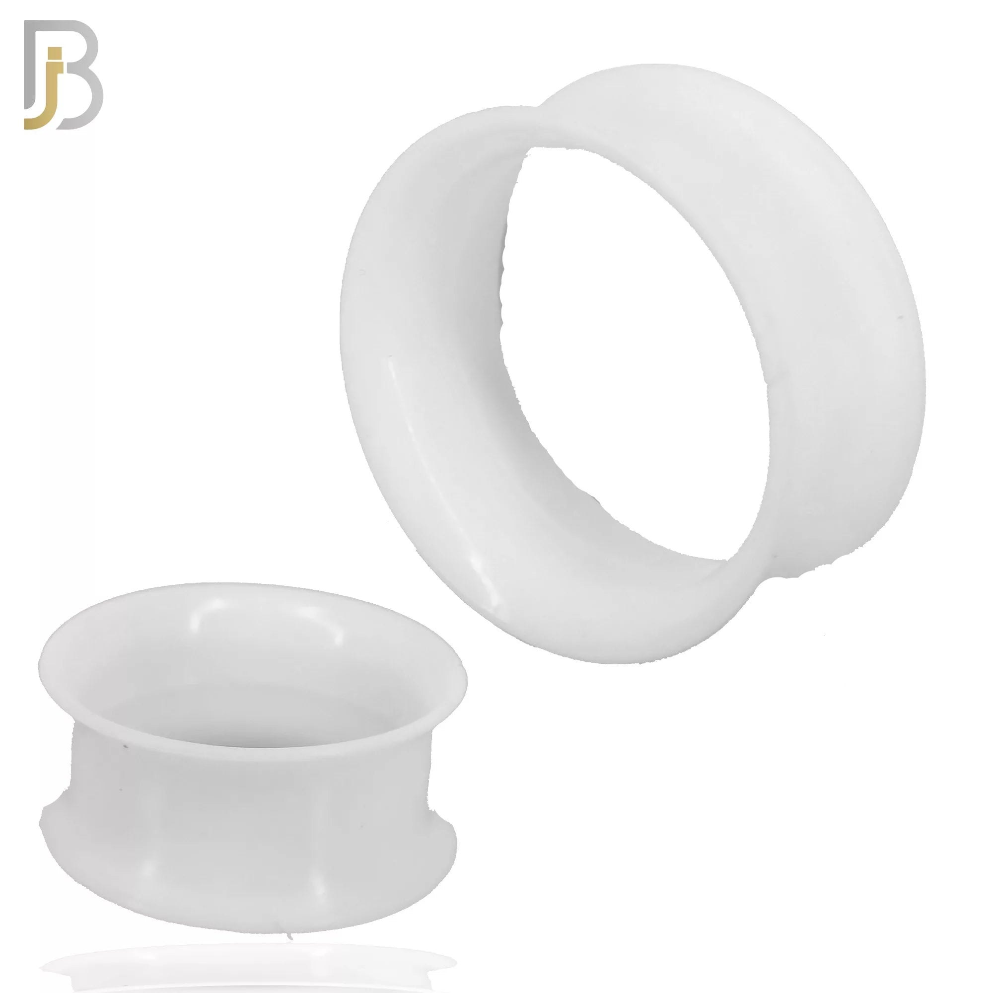 PS04W - White Soft Silicone Tunnel Double Flare Plugs Pair image 0