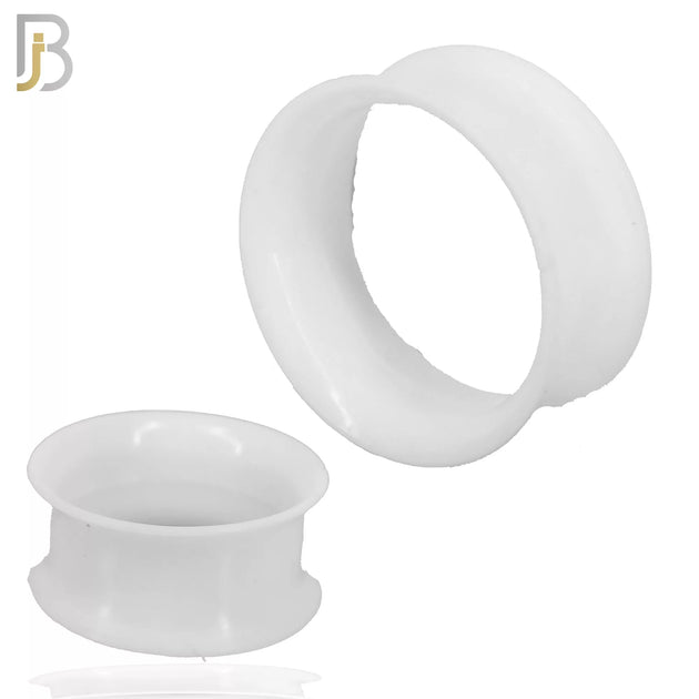 PS04W - White Soft Silicone Tunnel Double Flare Plugs Pair image 0