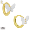 925-ES473 - 925 Sterling Silver Enamel Coated Butterfly Huggies Hoop Earring image 3