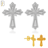 925-ES157 - .925 Sterling Silver Cross Design Earring Stud image 0