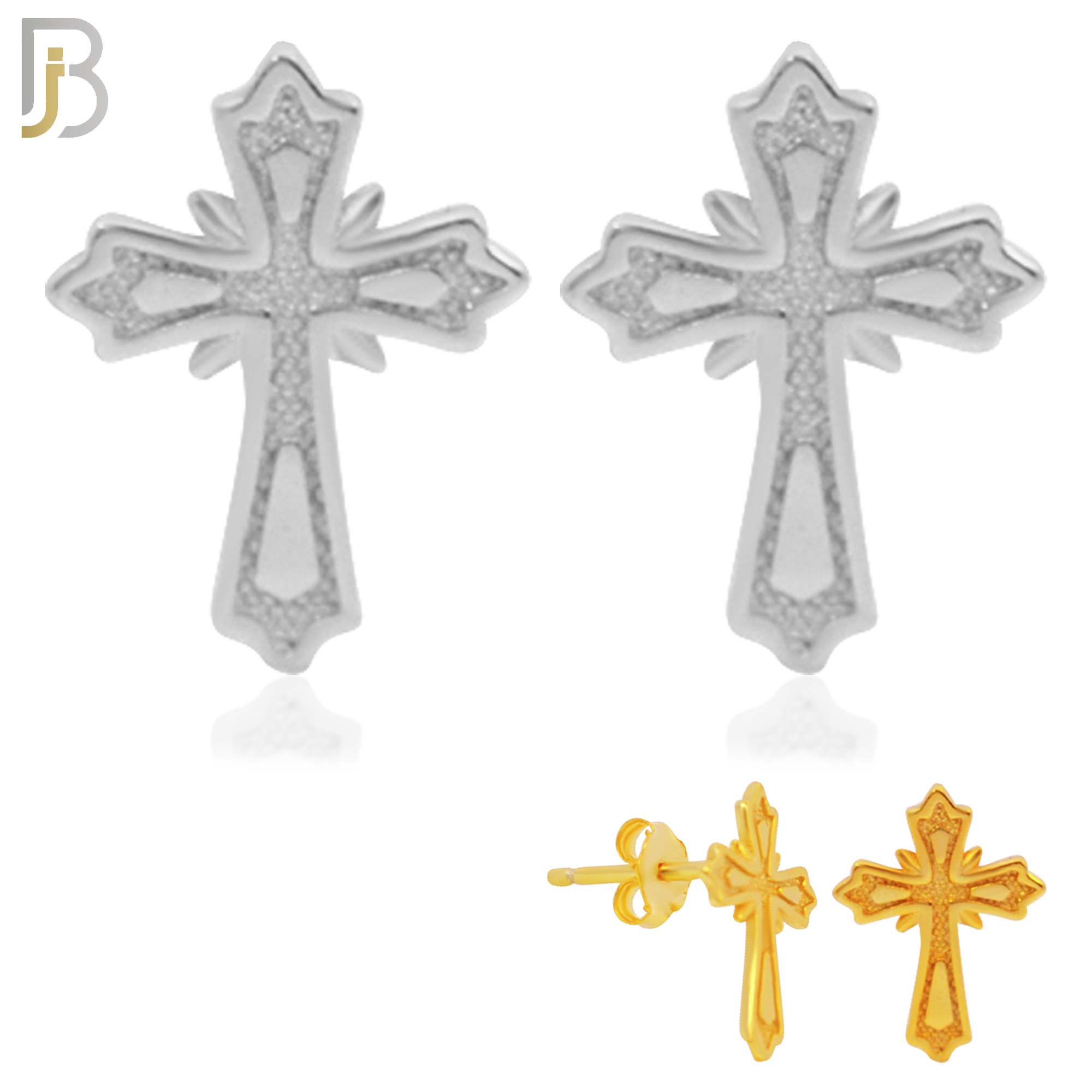 925-ES157 - .925 Sterling Silver Cross Design Earring Stud image 0