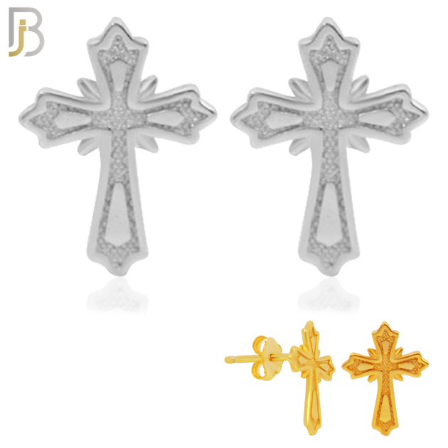 925-ES157 - .925 Sterling Silver Cross Design Earring Stud image 0