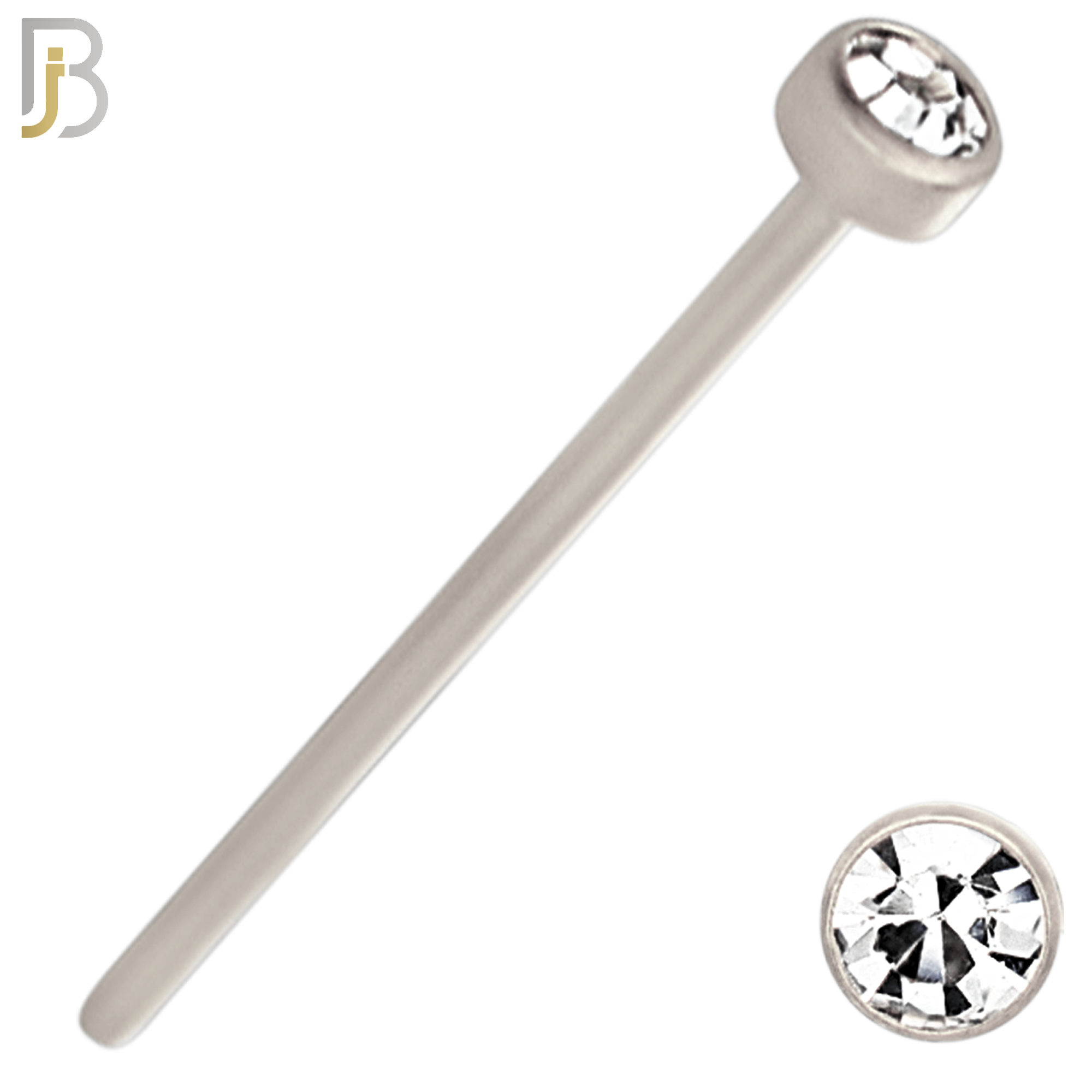 NR05S - 316L Surgical Steel  Nose Stud  Bezel Set Zircon Round Nose Ring image 3