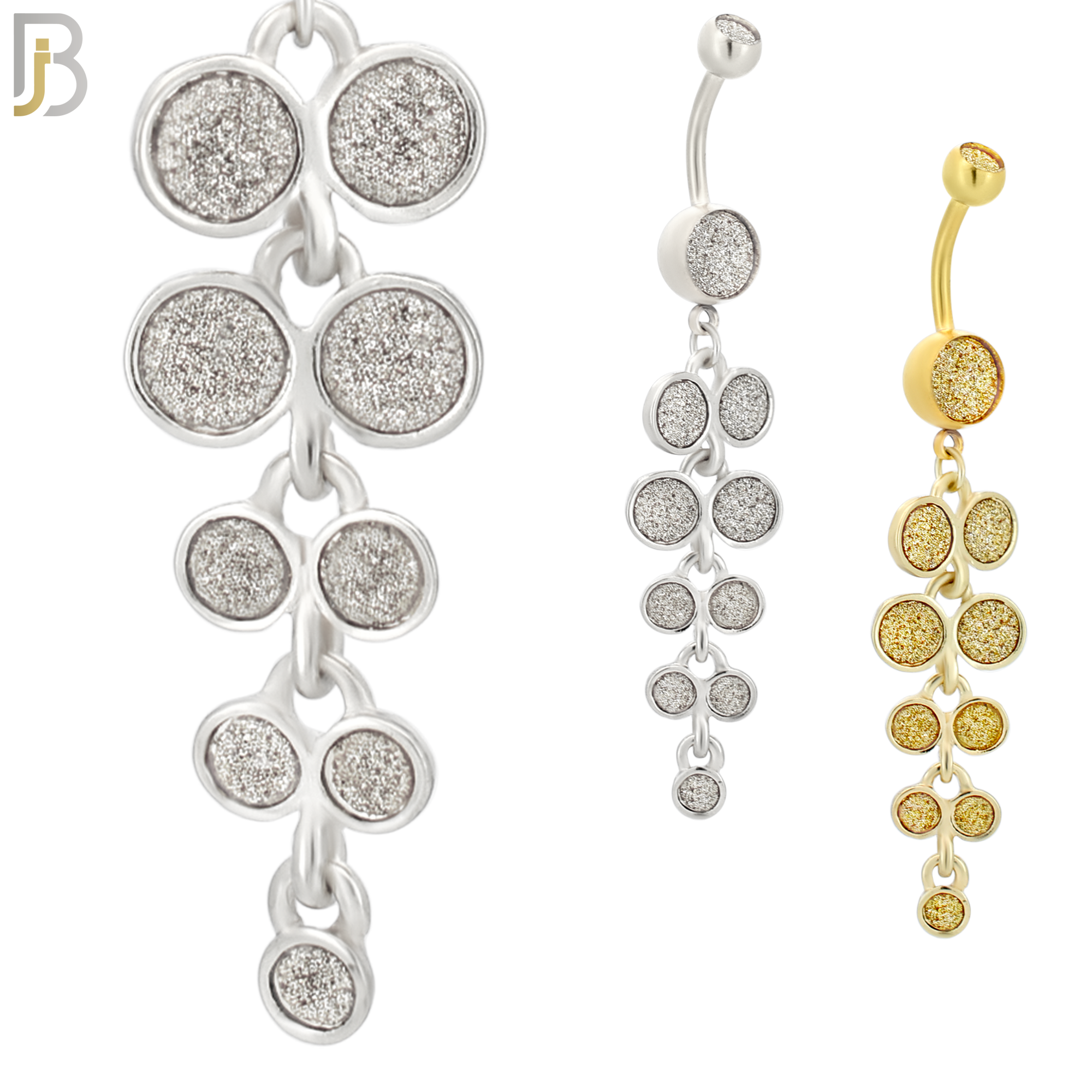 N001 - 316L Stainless Steel Dangling Grape Bunch Sandpaper Design Belly Ring with 4mm Screw Ball image 0