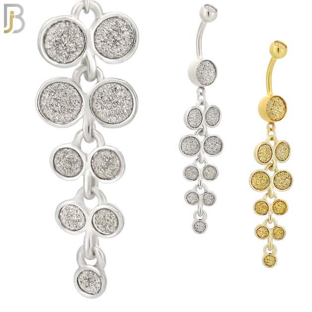 N001 - 316L Stainless Steel Dangling Grape Bunch Sandpaper Design Belly Ring with 4mm Screw Ball image 0