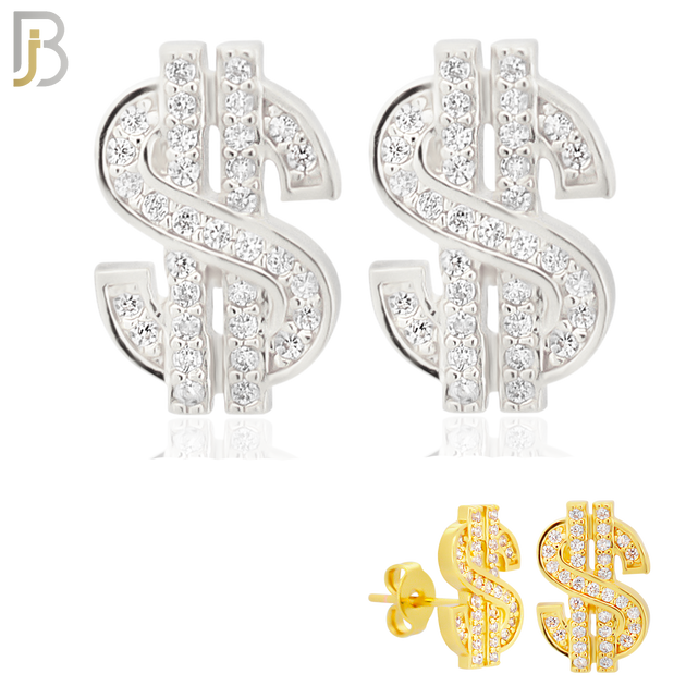 ES168 - 316L Stainless Steel Dollar Sign Design Earring Stud image 0