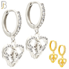 ES497 - 316L Stainless Steel Dangling Virgin Mary Heart Huggies Earrings image 0