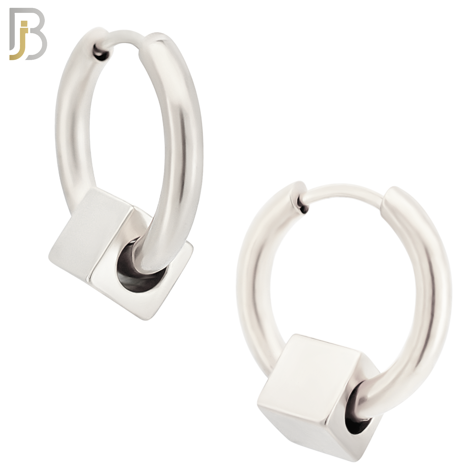 ES317 - 316L Stainless Steel Cube Huggies Earring image 2