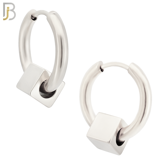 ES317 - 316L Stainless Steel Cube Huggies Earring image 2