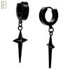 ES43 - 316L Stainless Steel Dangling Spike Cross Design Huggies Clip On image 2