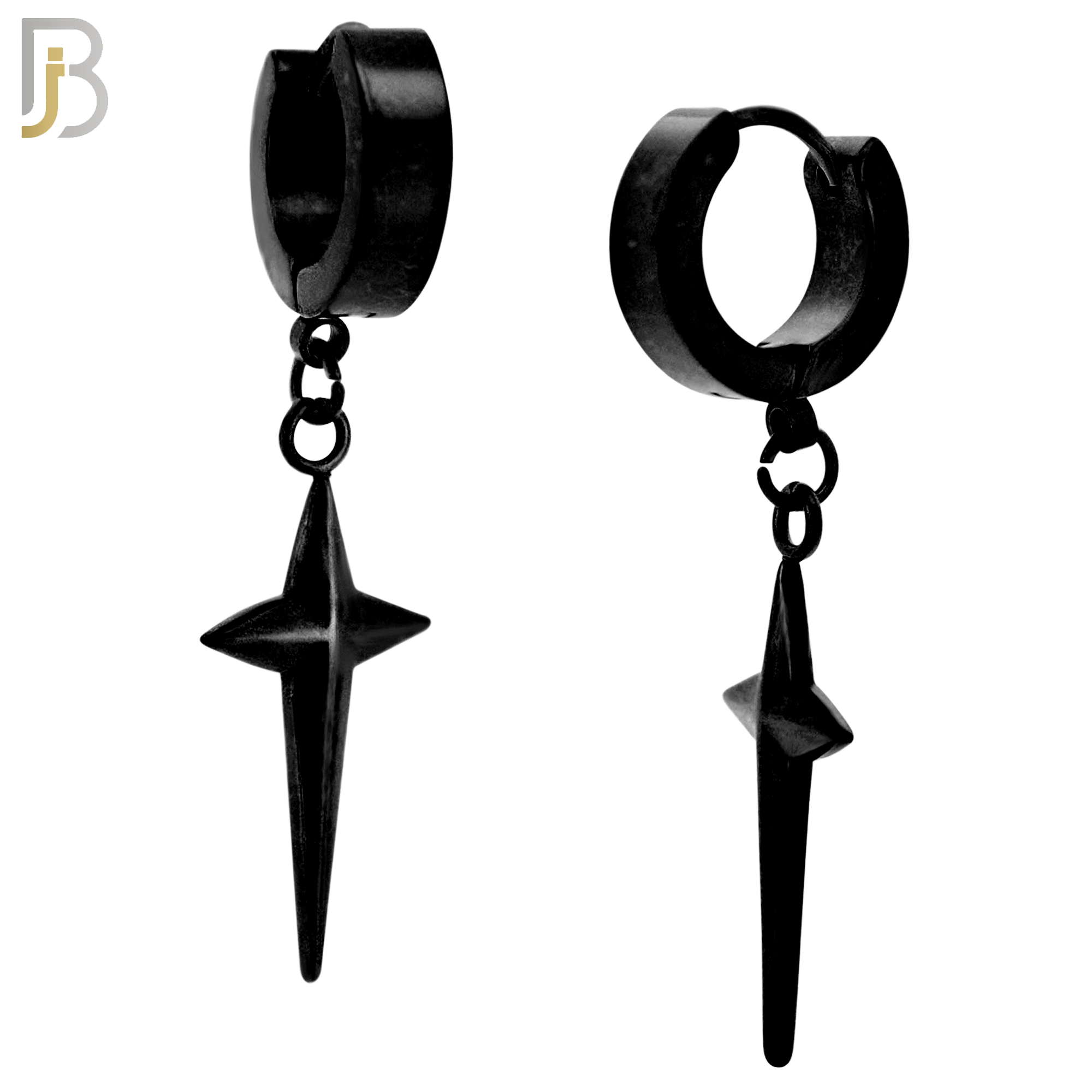 ES43 - 316L Stainless Steel Dangling Spike Cross Design Huggies Clip On image 2