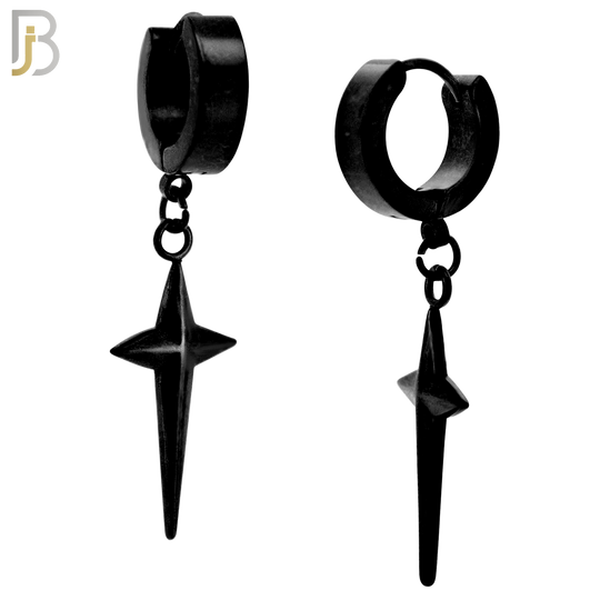 ES43 - 316L Stainless Steel Dangling Spike Cross Design Huggies Clip On image 2