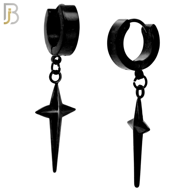 ES43 - 316L Stainless Steel Dangling Spike Cross Design Huggies Clip On image 2