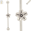 BB72 - 316L Surgical Steel Screw Bar with Flower Design  Barbell Industrial (PACK OF 4) image 1
