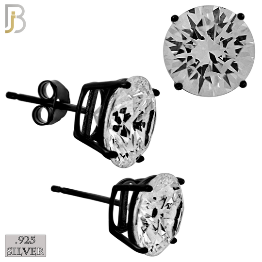 925-ES71-KC - .925 Sterling Silver Black Plated Earring Stud Casting Round Prong Setting Clear Zircon image 9