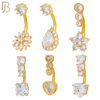 PK-NB41 - 316L Surgical Steel Different Designs Banana Navel 14g / 1.6mm Thickness 10mm Length Pack of 24 image 1