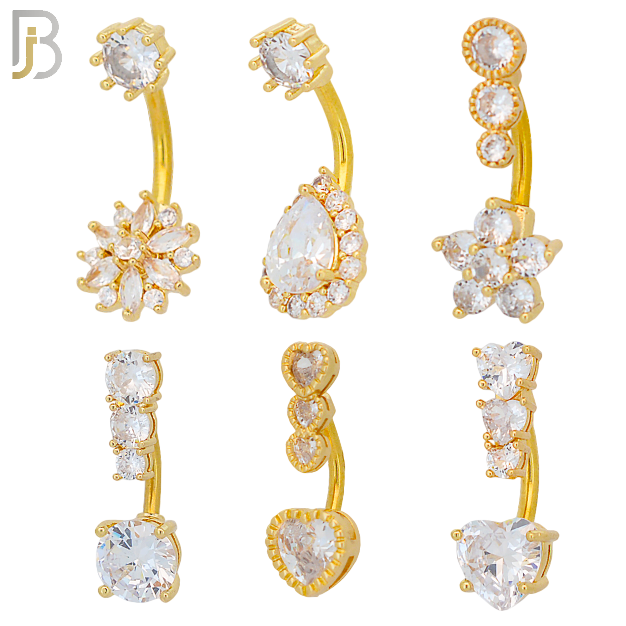 PK-NB41 - 316L Surgical Steel Different Designs Banana Navel 14g / 1.6mm Thickness 10mm Length Pack of 24 image 1