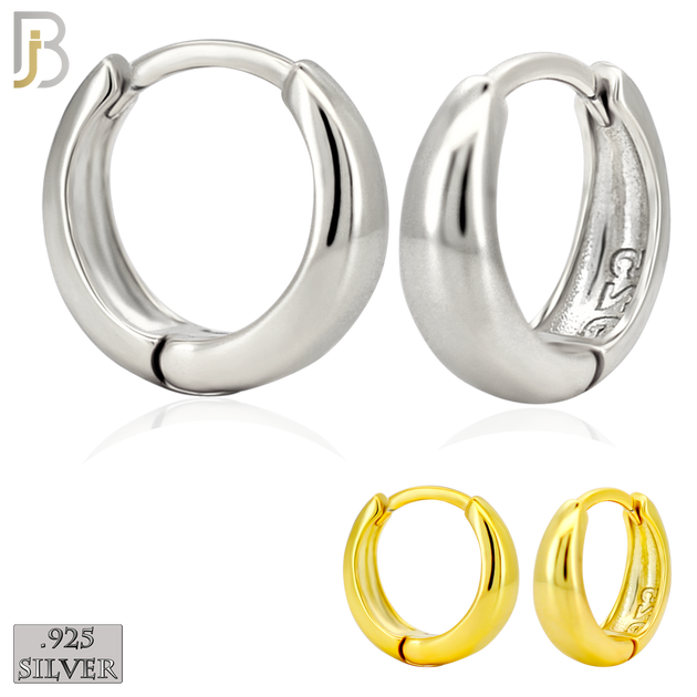 925-ES456 - 925 Sterling Silver Tapered Plain Huggies Hoop Earrings image 0