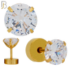 FP41GC - Gold Color Surgical Steel Prong Set Fake Plug (Pack of 3 Pairs) image 0