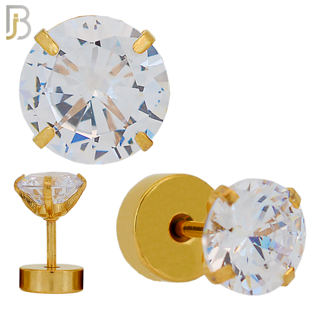 FP41GC - Gold Color Surgical Steel Prong Set Fake Plug (Pack of 3 Pairs) image 0