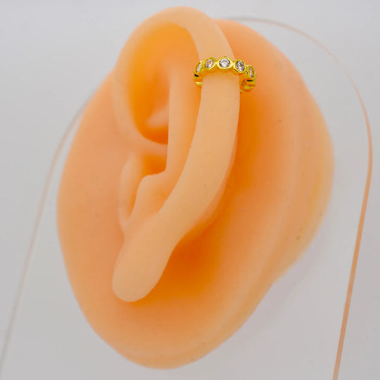 FES003 -  Zircon in Bezel Set Ear Cuff in Brass (Sold Per Piece) image 3